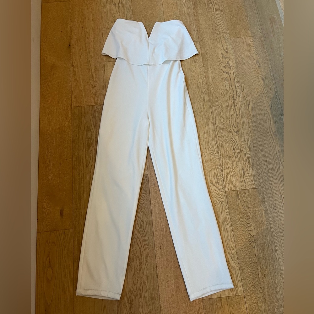 Lulu's Chic White Strapless Jumpsuit